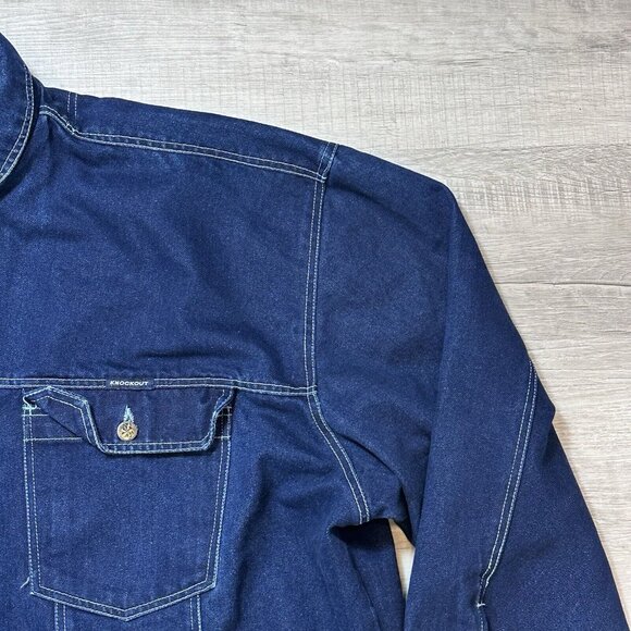 Vintage Knockout Blue Jean Denim Jacket Men's Big & Tall Size 5XL Cotton Blend - Picture 5 of 10